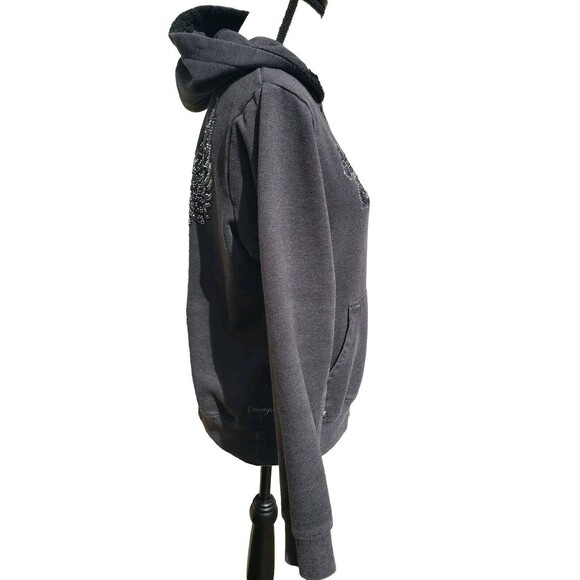 Hard Rock Café Chicago Jacket Hoodie Womens Sz Small Gray Bling Accents Full Zip - Picture 10 of 16